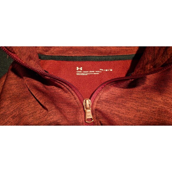 Under Armour Fleece Quarter Zip Pullover Mens Medium Red Golf UA Loose ColdGear - Picture 7 of 8
